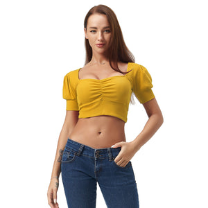 Yellow Square Neck Crop Top