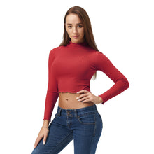 Load image into Gallery viewer, Red Ruffled Long Sleeve Lightweight Crop Top
