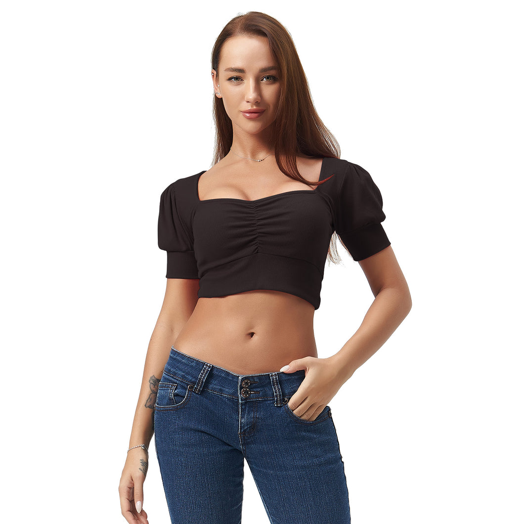 Black Square Neck Crop Top