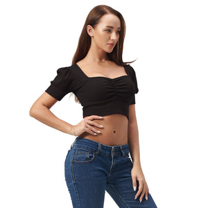 Black Square Neck Crop Top