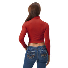 将图片加载到图库查看器，Red Ruffled Long Sleeve Lightweight Crop Top
