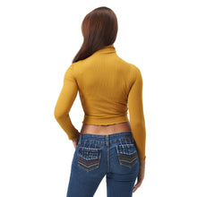 Load image into Gallery viewer, Yellow Ruffled Long Sleeve Lightweight Crop Top
