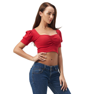 Red Square Neck Crop Top