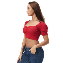 将图片加载到图库查看器，Red Square Neck Crop Top
