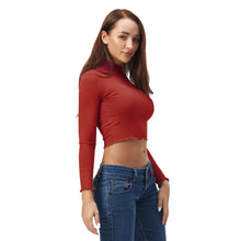 Load image into Gallery viewer, Red Ruffled Long Sleeve Lightweight Crop Top
