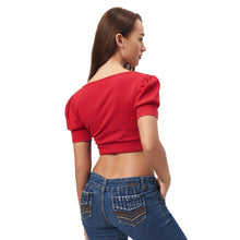 将图片加载到图库查看器，Red Square Neck Crop Top
